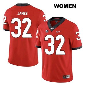 Women's Georgia Bulldogs NCAA #32 Ty James Nike Stitched Red Legend Authentic College Football Jersey TOM4054WZ
